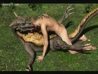 Hentai beastiality sex flick features worked up dude banging lizard